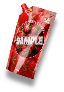 Red strawberry sample pouch